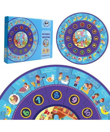 Round Puzzles for Kids Daily Routine Schedule Jigsaw Puzzles 36 Pieces Early Learning Centre Clock Table Game Montessori Educ...