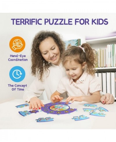 Round Puzzles for Kids Daily Routine Schedule Jigsaw Puzzles 36 Pieces Early Learning Centre Clock Table Game Montessori Educ...