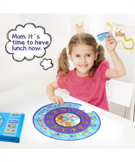 Round Puzzles for Kids Daily Routine Schedule Jigsaw Puzzles 36 Pieces Early Learning Centre Clock Table Game Montessori Educ...