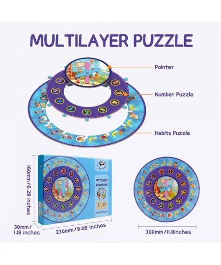 Round Puzzles for Kids Daily Routine Schedule Jigsaw Puzzles 36 Pieces Early Learning Centre Clock Table Game Montessori Educ...