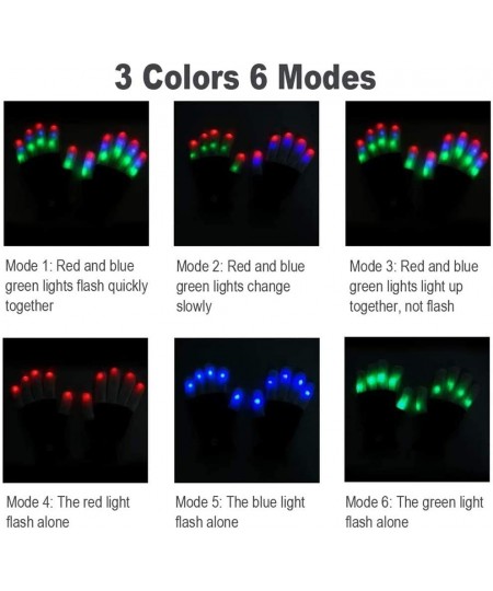 2 Pairs LED Gloves Rave Colorful Flashing Finger Light Up Gloves Cool Fun gifts for Kids Ages 6-12 $34.64 - Electronic Learni...