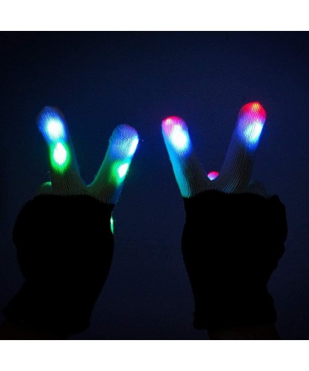 2 Pairs LED Gloves Rave Colorful Flashing Finger Light Up Gloves Cool Fun gifts for Kids Ages 6-12 $34.64 - Electronic Learni...