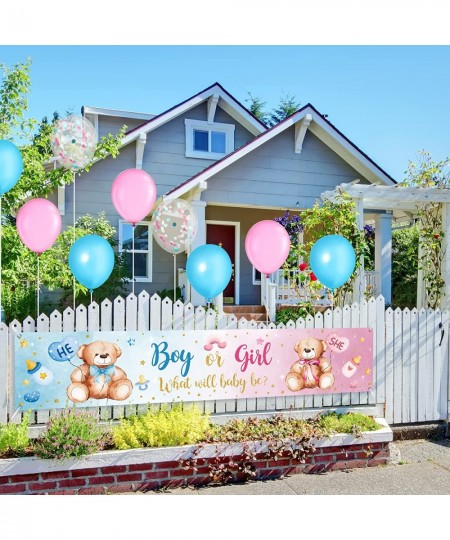 39 Pieces Gender Reveal Banner Decor Set Boy or Girl Yard Sign Banner Blue and Pink Balloons What Will Baby Be Party Decor Wa...