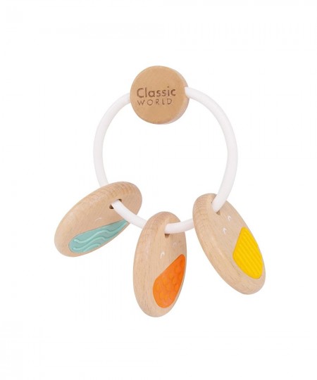 Wooden Rattle Teether Teething Toy Natural Teether Rattle Key with Silicone Wood Teether $17.49 - Baby Teether Toys