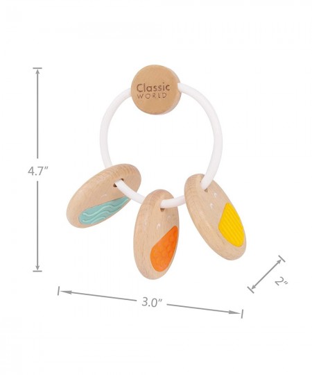 Wooden Rattle Teether Teething Toy Natural Teether Rattle Key with Silicone Wood Teether $17.49 - Baby Teether Toys