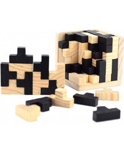 3D Wooden Brain Teaser Puzzle Cube Wooden Puzzles T-Shaped Jigsaw Logic Puzzle Game Puzzles Educational Toy for Kids and Adul...