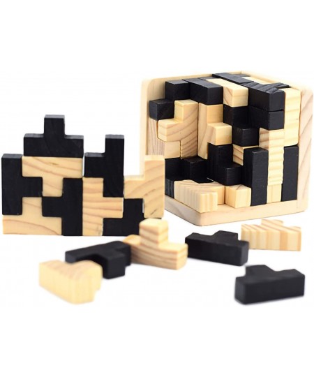 3D Wooden Brain Teaser Puzzle Cube Wooden Puzzles T-Shaped Jigsaw Logic Puzzle Game Puzzles Educational Toy for Kids and Adul...