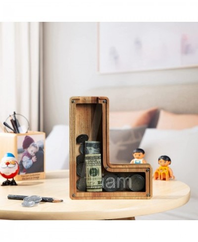 Wooden Piggy Bank Personalized Name and Text Laser Letter Coin Bank Money Box Wooden Piggy Bank ​Education Gift for Kids Chri...