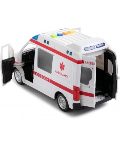 Ambulance Toy Car with Light & Siren Sound Effects - Friction Powered Wheels & LED Lights - Heavy Duty Plastic Rescue Vehicle...