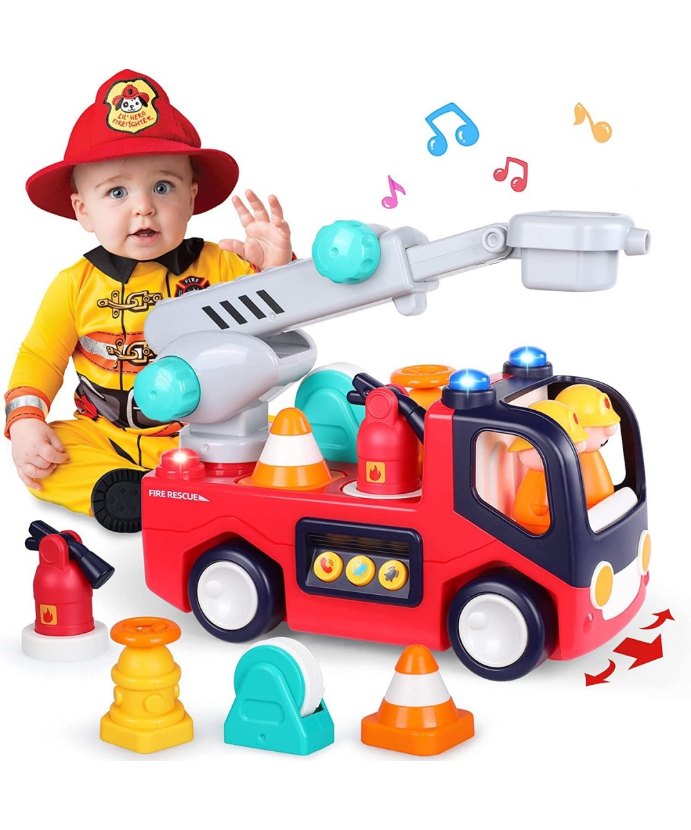 Toy Cars for 1 2 3 Year Old Boy Girls Gifts Fire Truck with Music & Light Toys for Toddler 1-3 Educational Learning Toys for ...