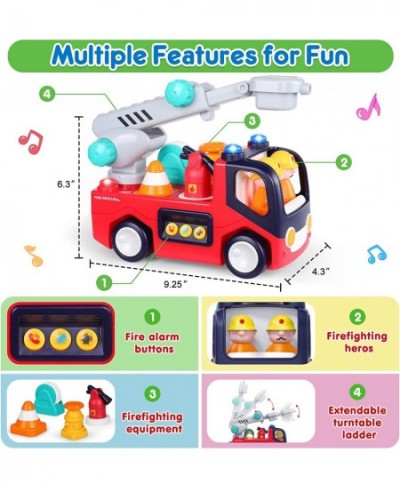 Toy Cars for 1 2 3 Year Old Boy Girls Gifts Fire Truck with Music & Light Toys for Toddler 1-3 Educational Learning Toys for ...