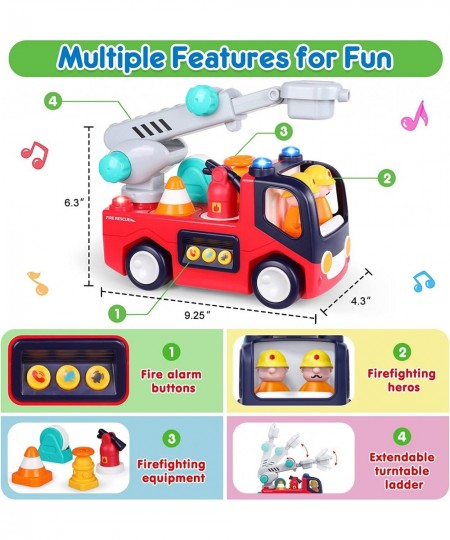 Toy Cars for 1 2 3 Year Old Boy Girls Gifts Fire Truck with Music & Light Toys for Toddler 1-3 Educational Learning Toys for ...