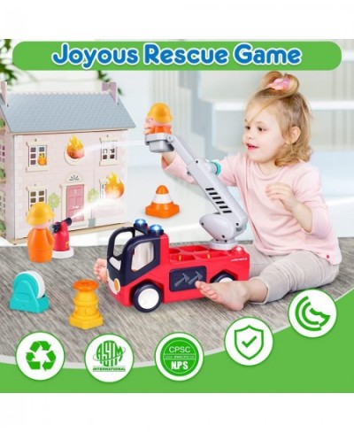 Toy Cars for 1 2 3 Year Old Boy Girls Gifts Fire Truck with Music & Light Toys for Toddler 1-3 Educational Learning Toys for ...