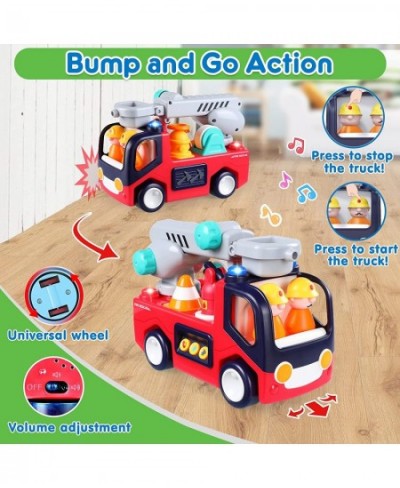 Toy Cars for 1 2 3 Year Old Boy Girls Gifts Fire Truck with Music & Light Toys for Toddler 1-3 Educational Learning Toys for ...