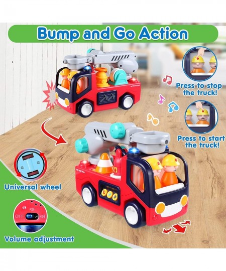 Toy Cars for 1 2 3 Year Old Boy Girls Gifts Fire Truck with Music & Light Toys for Toddler 1-3 Educational Learning Toys for ...