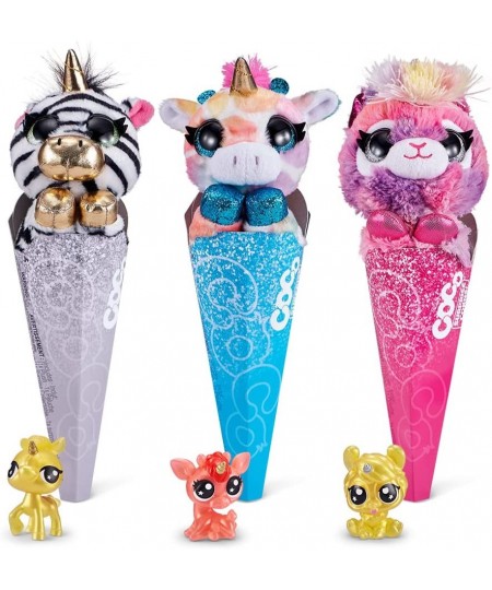 Fantasy Series 1 (3 Pack) Version 1 by ZURU Animal Plush Toys with Baby Collectible Surprise in Cone Animal Toy for Girls and...