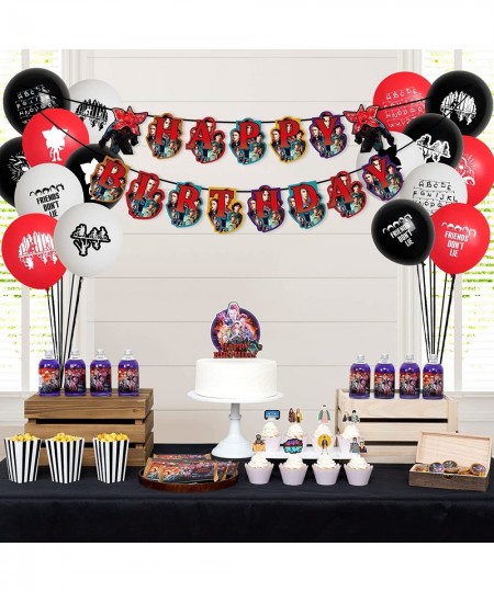 Stranger Movie Party Supplies 90Pcs Birthday Party Supplies Include Banner Balloon Cupcake Toppers Stickers Bottle Label for ...