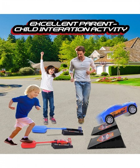 2 in 1 Racing Car and Rocket Dueling Launch Toys for Kids 2 Launchers with 2 Air Powered Cars and 6 Rockets Fun Outdoor Toys ...