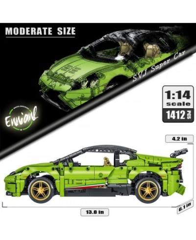 1:14 Super Car SVJ MOC Model Car Kits to Build for Adults and Teens Building Blocks with RC Led Control and Visible Motor V8 ...