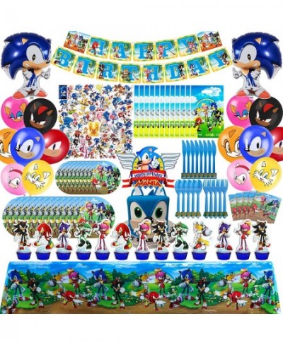 Sonic Birthday Party Supplies The Hedgehog Party Decorations Set Include Banner Tablecloth Balloons Stickers Favor Bags Cake ...