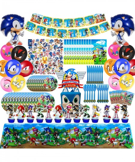 Sonic Birthday Party Supplies The Hedgehog Party Decorations Set Include Banner Tablecloth Balloons Stickers Favor Bags Cake ...