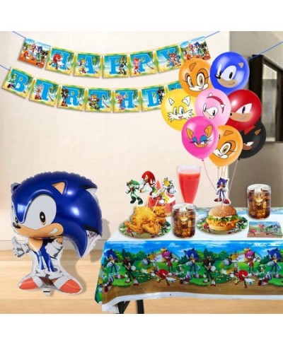 Sonic Birthday Party Supplies The Hedgehog Party Decorations Set Include Banner Tablecloth Balloons Stickers Favor Bags Cake ...