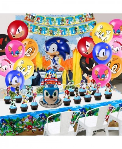 Sonic Birthday Party Supplies The Hedgehog Party Decorations Set Include Banner Tablecloth Balloons Stickers Favor Bags Cake ...