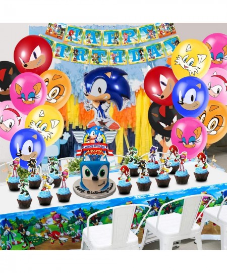 Sonic Birthday Party Supplies The Hedgehog Party Decorations Set Include Banner Tablecloth Balloons Stickers Favor Bags Cake ...