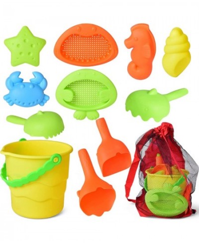 10Pcs Beach Sand Toys Set for Kids 3-10 Sand Castle Bucket Animal Molds Sand Sifter Shovel Tool Kit with Mesh Bag Toddler San...