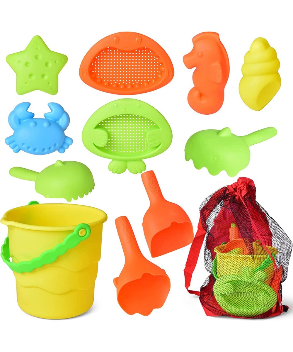 10Pcs Beach Sand Toys Set for Kids 3-10 Sand Castle Bucket Animal Molds Sand Sifter Shovel Tool Kit with Mesh Bag Toddler San...