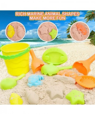 10Pcs Beach Sand Toys Set for Kids 3-10 Sand Castle Bucket Animal Molds Sand Sifter Shovel Tool Kit with Mesh Bag Toddler San...