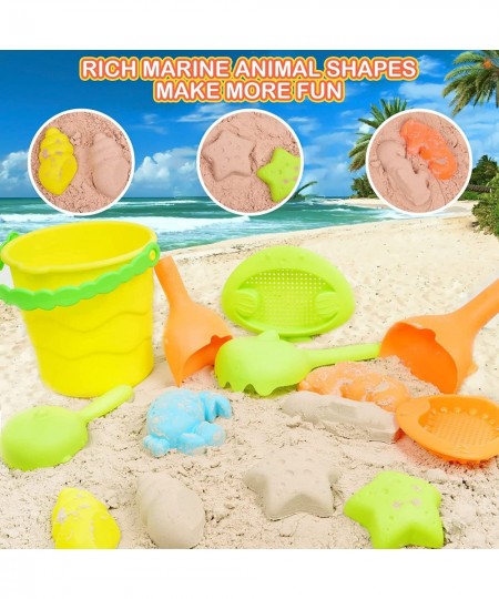 10Pcs Beach Sand Toys Set for Kids 3-10 Sand Castle Bucket Animal Molds Sand Sifter Shovel Tool Kit with Mesh Bag Toddler San...