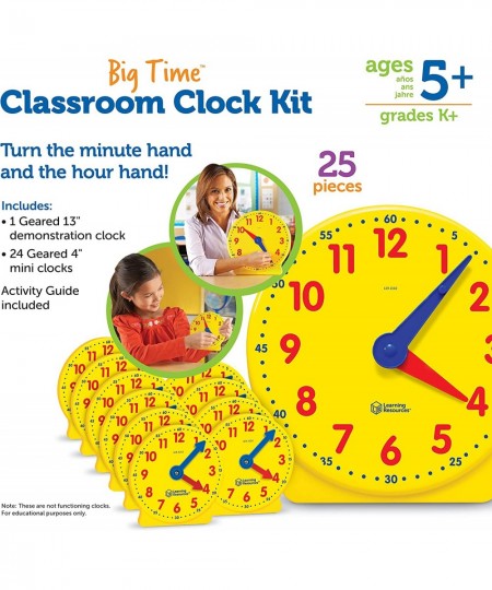 Classroom Clock Kit -25 Pieces Ages 5+ Clock for Kids Learning to Tell Time Clocks for Teaching Time Teacher and Classroom Su...