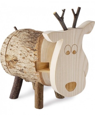 Wood Reindeer Banks - Animal Figurine Coin Holder for Girls & Boys - Wooden Saving Money Box for Adults - Cute Woodland Nurse...