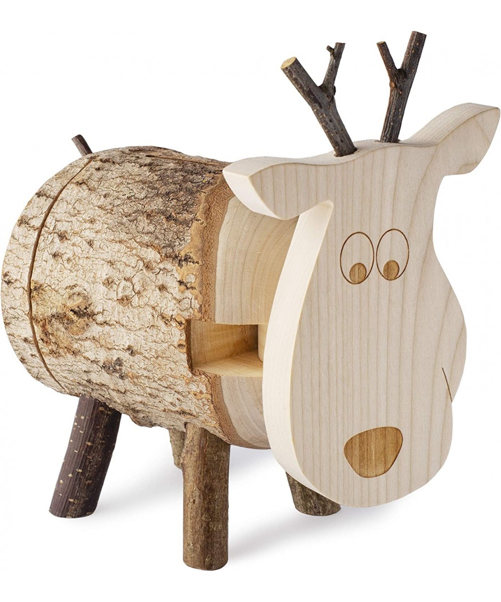 Wood Reindeer Banks - Animal Figurine Coin Holder for Girls & Boys - Wooden Saving Money Box for Adults - Cute Woodland Nurse...