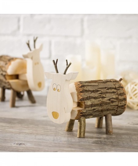 Wood Reindeer Banks - Animal Figurine Coin Holder for Girls & Boys - Wooden Saving Money Box for Adults - Cute Woodland Nurse...