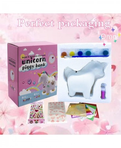 Decorate Your Own Unicorn Piggy Bank for Kids Girls with Easy to Apply Foil Transfers & Glitters-DIY Arts and Crafts Kit Acti...