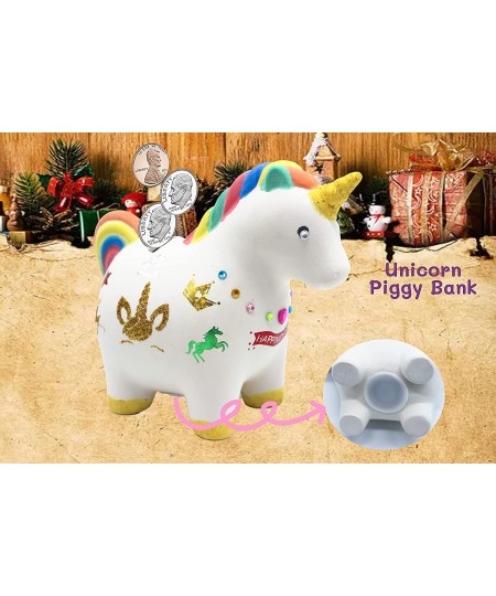 Decorate Your Own Unicorn Piggy Bank for Kids Girls with Easy to Apply Foil Transfers & Glitters-DIY Arts and Crafts Kit Acti...