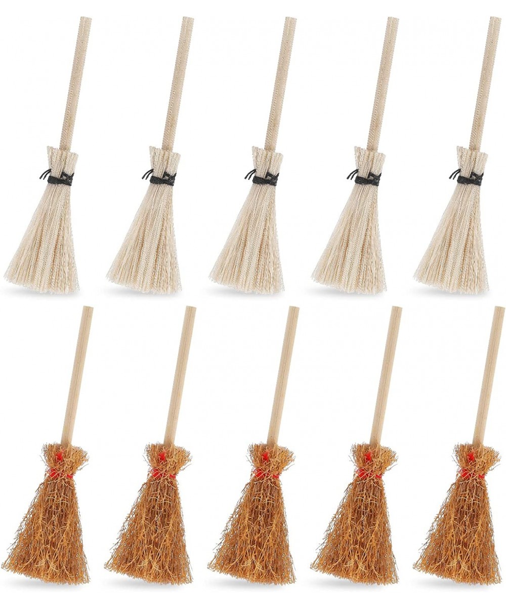 Dollhouse Miniature Broom 10Pcs Mini Straw Broom Doll House Furniture Decor Witches Prop Broom Dollhouse Accessories Party Su...