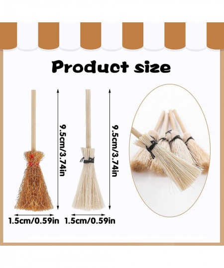 Dollhouse Miniature Broom 10Pcs Mini Straw Broom Doll House Furniture Decor Witches Prop Broom Dollhouse Accessories Party Su...