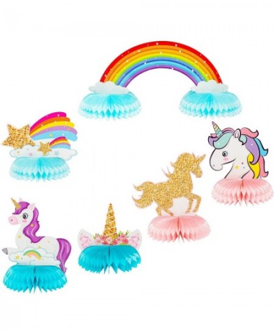 6Pcs Unicorn Honeycomb Candy Color Rainbow Cloud Star Flower Centerpieces Party Table Topper Shiny Unicorn Honeycomb Theme Bi...