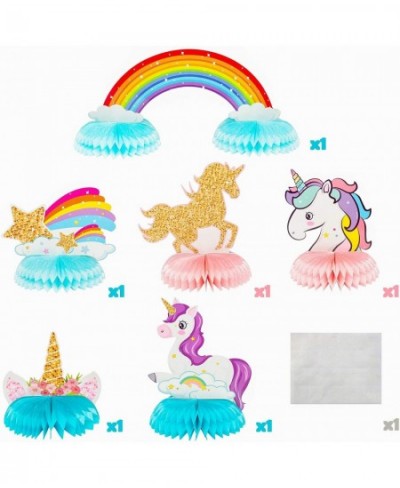 6Pcs Unicorn Honeycomb Candy Color Rainbow Cloud Star Flower Centerpieces Party Table Topper Shiny Unicorn Honeycomb Theme Bi...