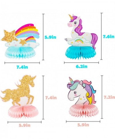 6Pcs Unicorn Honeycomb Candy Color Rainbow Cloud Star Flower Centerpieces Party Table Topper Shiny Unicorn Honeycomb Theme Bi...