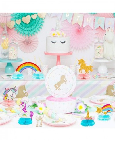 6Pcs Unicorn Honeycomb Candy Color Rainbow Cloud Star Flower Centerpieces Party Table Topper Shiny Unicorn Honeycomb Theme Bi...