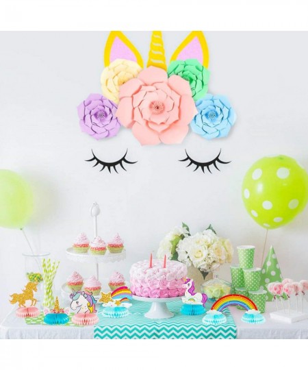 6Pcs Unicorn Honeycomb Candy Color Rainbow Cloud Star Flower Centerpieces Party Table Topper Shiny Unicorn Honeycomb Theme Bi...