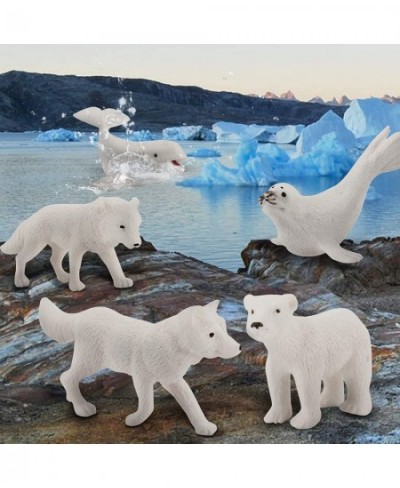 Realistic Mini Arctic Animal Figures Toy Polar Animals Figurines Toy Playset with Polar Bear Snowy Owl Seals White Fox Beluga...