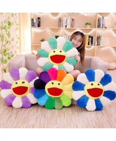 Plush Sunflower Throw Pillow Smile Face Floor Pillow Colorful Sun Flower Plush Toy Home Bedroom Shop Restaurant Decor (Colorf...