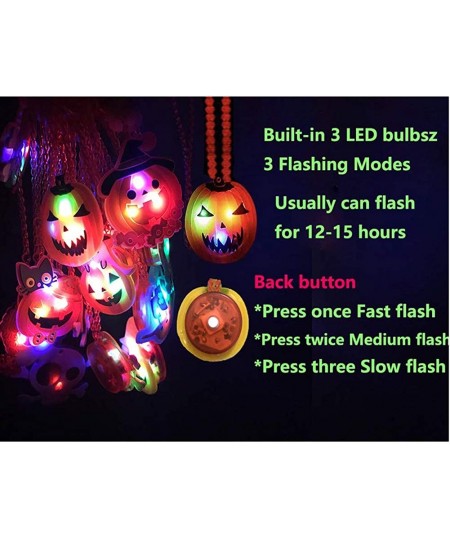 Halloween LED Light Up Necklace 15 PCS Halloween Glowing Pendant Toys Party Favors LED Glow Necklaces for Kids $20.33 - Kids'...