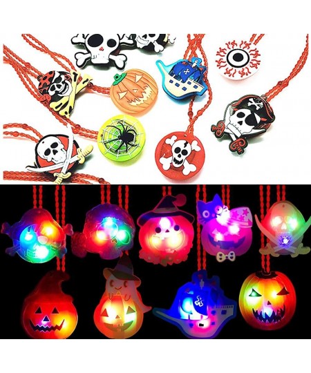 Halloween LED Light Up Necklace 15 PCS Halloween Glowing Pendant Toys Party Favors LED Glow Necklaces for Kids $20.33 - Kids'...