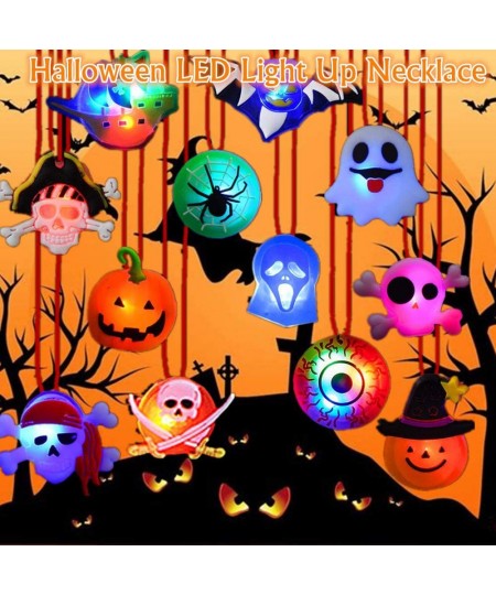 Halloween LED Light Up Necklace 15 PCS Halloween Glowing Pendant Toys Party Favors LED Glow Necklaces for Kids $20.33 - Kids'...